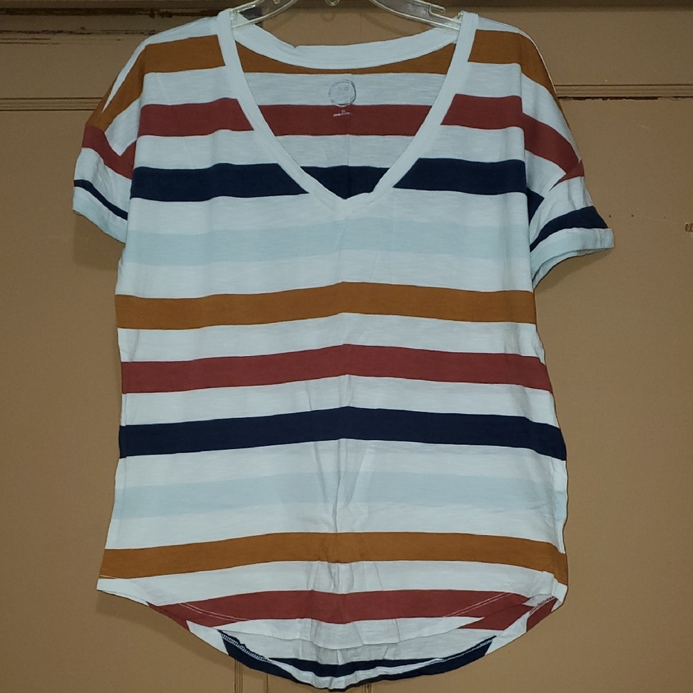 Colorful Striped V-Neck Women's Tee